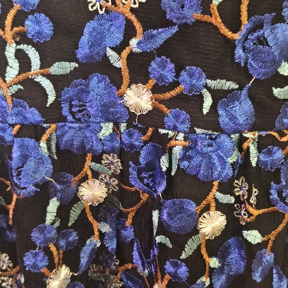 Belle Badgley Mischka Blue/Black Floral MultiColor Embroidered Dress,Size 14,NWT - Picture 7 of 15